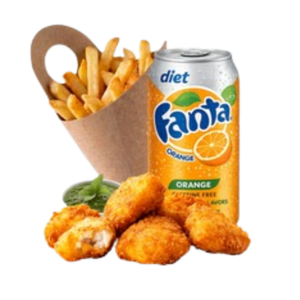 Cone Chips,Masala Fish Bites and Chutney and Any Drink