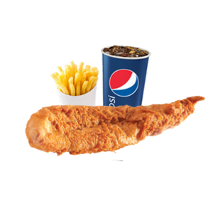 Cod with chips and drink