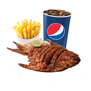 Base Masala Fish with chips and drink
