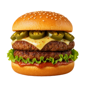 1/2 Pounder Chilli Burger (with Cheese and Jalapenos)